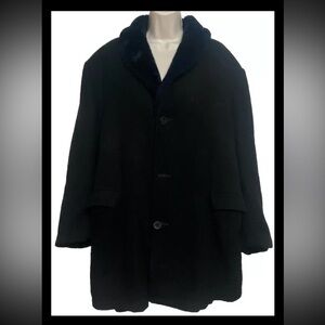 Vintage Niagara Outerwear Women’s Winter Coat L Black Navy Blue Faux Fur Collar